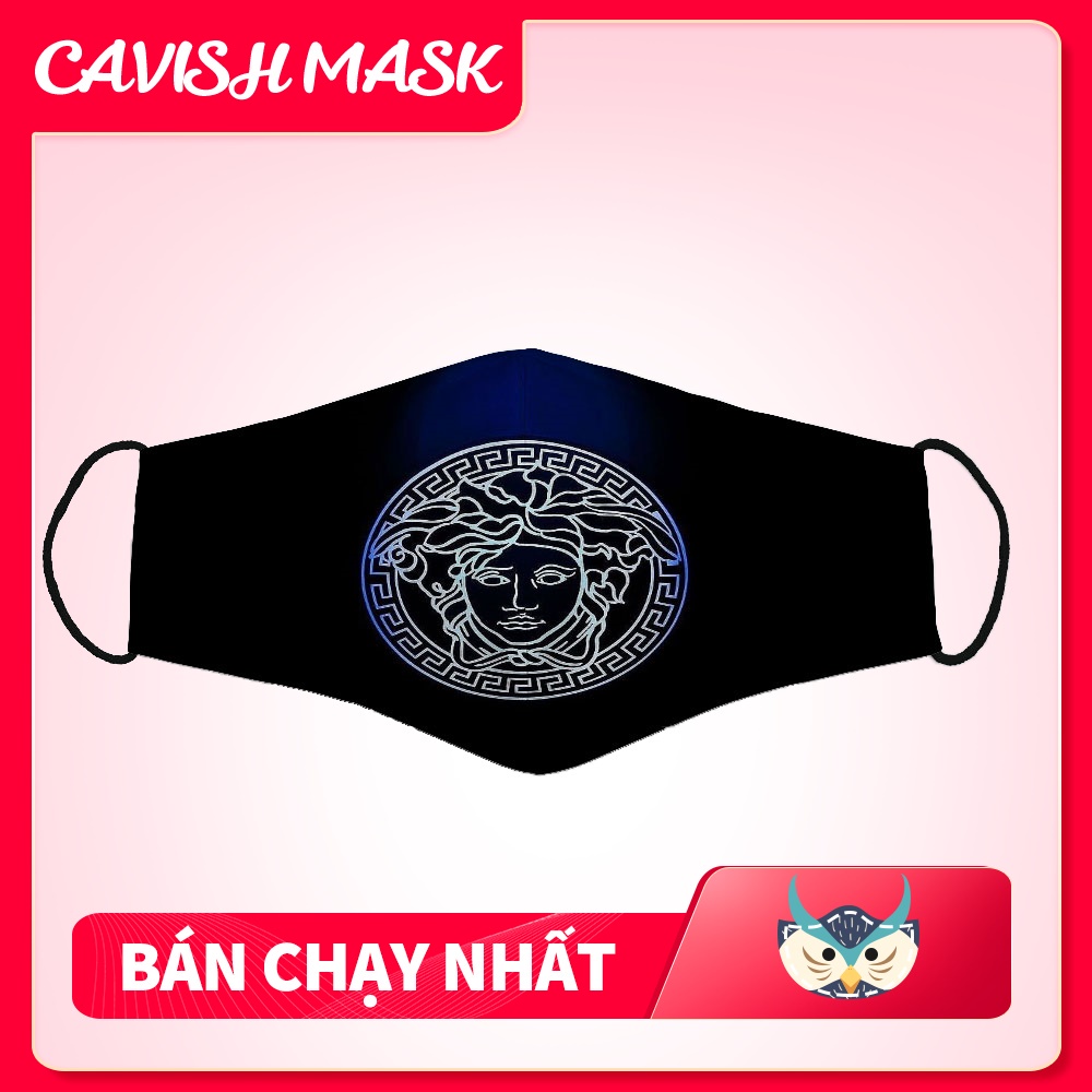 khẩu trang y tế xanh In Hình V.e.r.s.a.c.e_2 Cavish Vải Cotton 100%, Kháng Khuẩn, Có Thể Giặt Và Tái Sử Dụng Dành cho Na