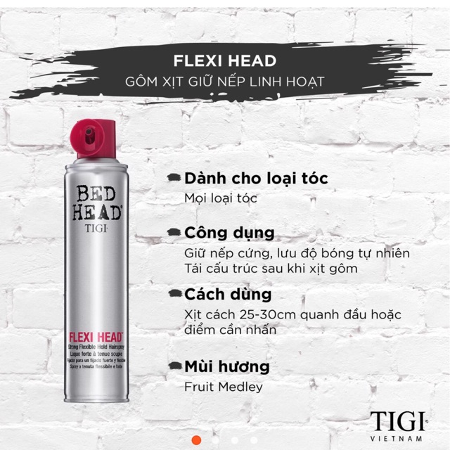 GÔM XỊT GIỮ NẾP LINH HOẠT TIGI FLEXI HEAD 400ML