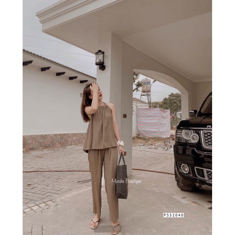 SNU184 - SET NỮ ĐŨI TRƠN ÁO CỔ YẾM QUẦN DÀI | BigBuy360 - bigbuy360.vn