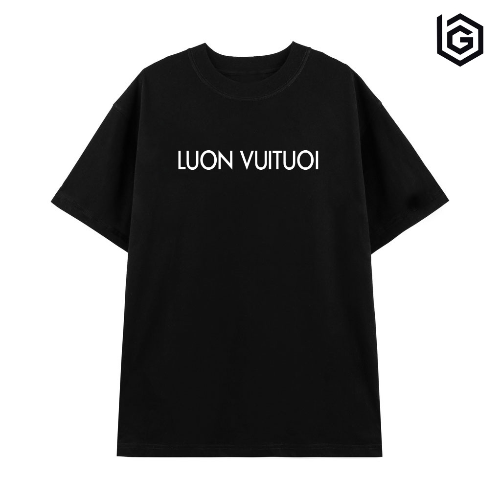 Áo Thun Nam Nữ LuonVuiTuoi Tấu Hài Thương Hiệu,Áo Phông Unisex Cotton 2 Chiều MÀU ĐEN Mặc Phong Cách Trẻ Trung Năng Động