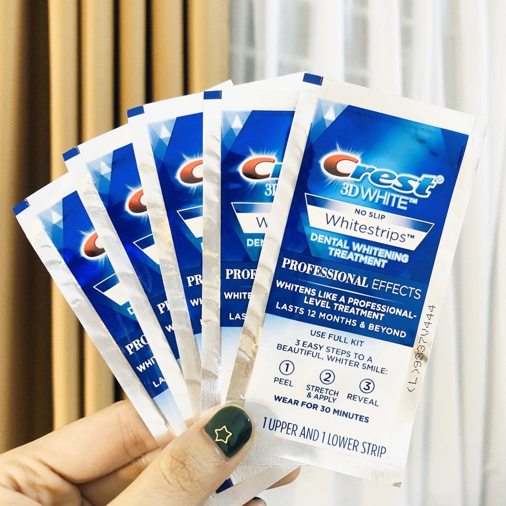 Miếng dán trắng răng ❤ FREESHIP ❤ Miếng dán Crest 3D White  [Hàng Mỹ] - trắng răng Crest 3D Wh
