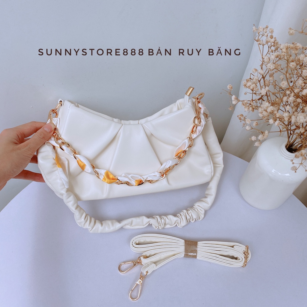 Túi kẹp nách nhún đeo được 2 kiểu tặng kèm dây ngọc/dây ruy băng S118