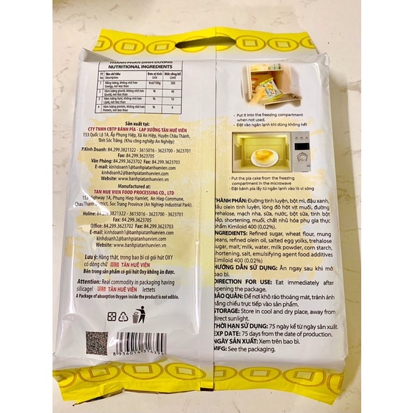 Bánh Pía Kim Sa Tân Huê Viên 12 cái, nhân trứng muối kim sa Liu Sha Pia Cake, đặc sản Sóc Trăng