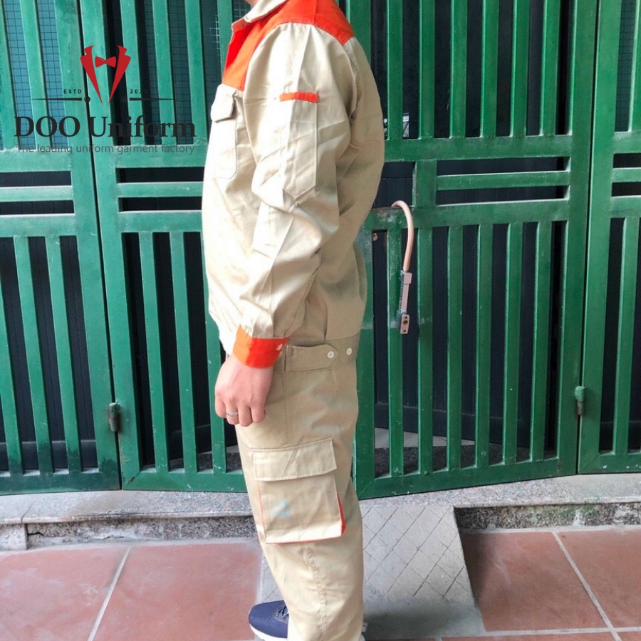 [DOO SAFETY] Bộ đồ bảo hộ lao động, Mẫu B21 - Be Phối Cam
