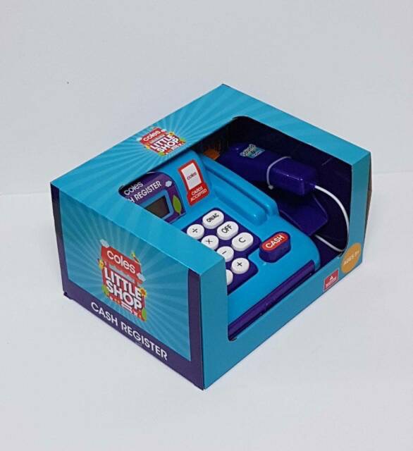 Đồ chơi Máy tính tiền siêu thị đồ chơi Coles màu xanh dương cho bé.