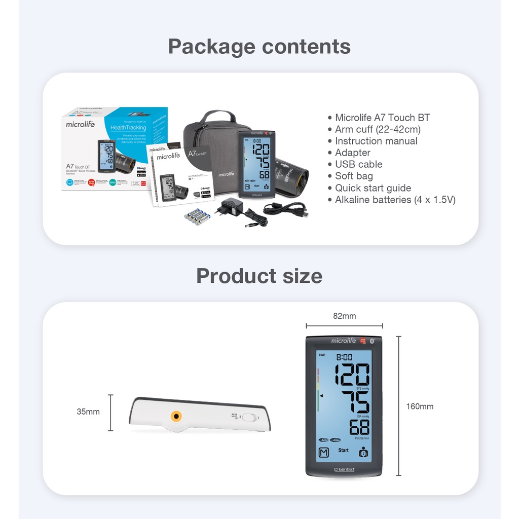 Máy đo huyết áp bắp tay Microlife BP A7 Touch BT