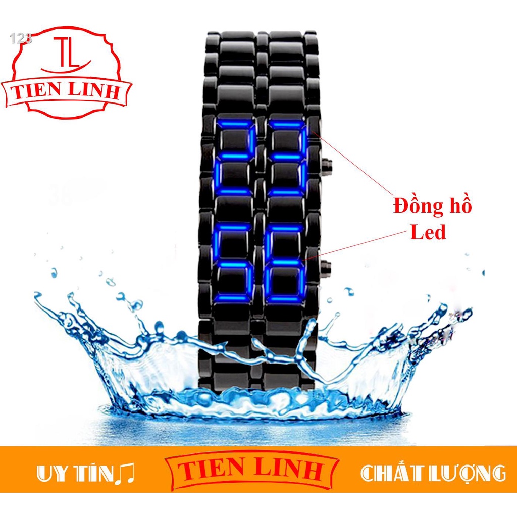 Đồng hồ LED SAMURAI (Dây đen đỏ) kiểu dáng vòng đeo tay chất liệu dây nhựa chuyển động phù hợp cả n