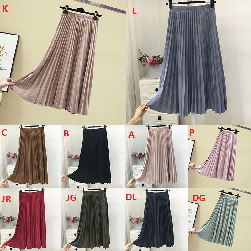 Chân váy lưng cao chất liệu co giãn thời trang mùa thu