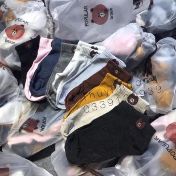 COMBO 10 Đôi Tất Gấu Cổ Ngắn (kèm túi gấu)