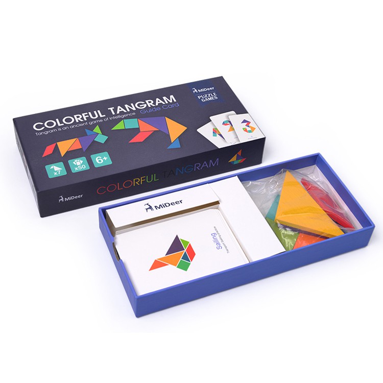 Bộ xếp hình gỗ thông minh Tangram Mideer 7 miếng - 100 bài toán lắp ghép