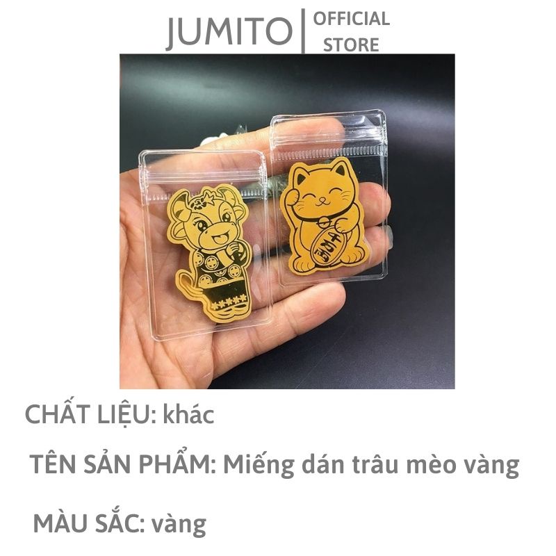 Miếng dán trâu mèo vàng cầu tài lộc may mắn dùng cho điện thoại và ví tiền JUMITO SL232