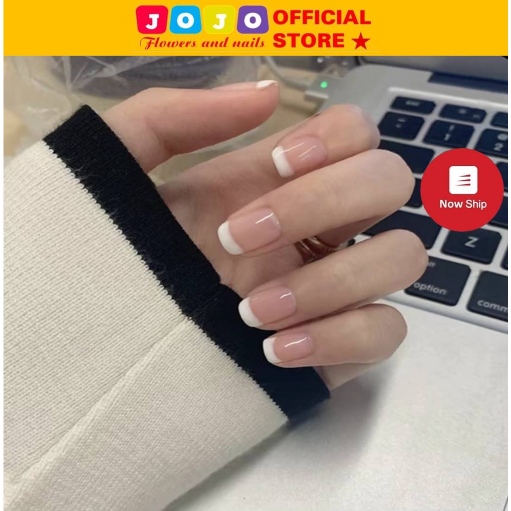 Set 24 móng tay giả ngắn vuông sơn đầu móng Jojo PD210 móng giả nailbox hottrend thiết kế thời trang rẻ đẹp tự làm