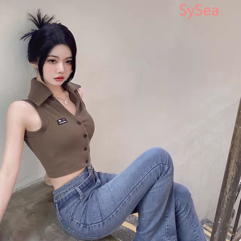 Áo Hai Dây Cổ Bẻ Thời Trang Vintage Mỹ Cho Nữ