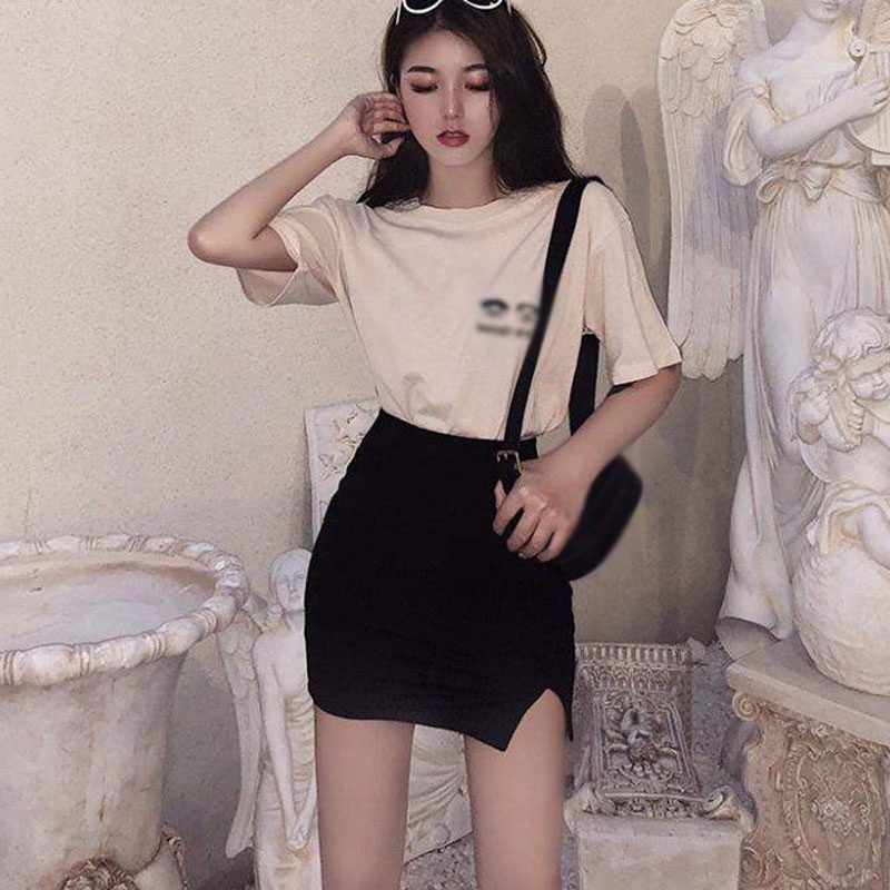 Chân Váy Lưng Cao Màu Trơn Xẻ Tà Quyến Rũ Cho Nữ