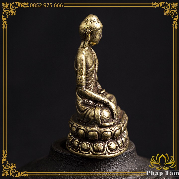 Đức Phật Thích Ca Mâu Ni Tọa Đài Sen Tượng Nhỏ Phong Thủy Để Bàn Đồng Nguyên Khối - Tâm Phong Thủy