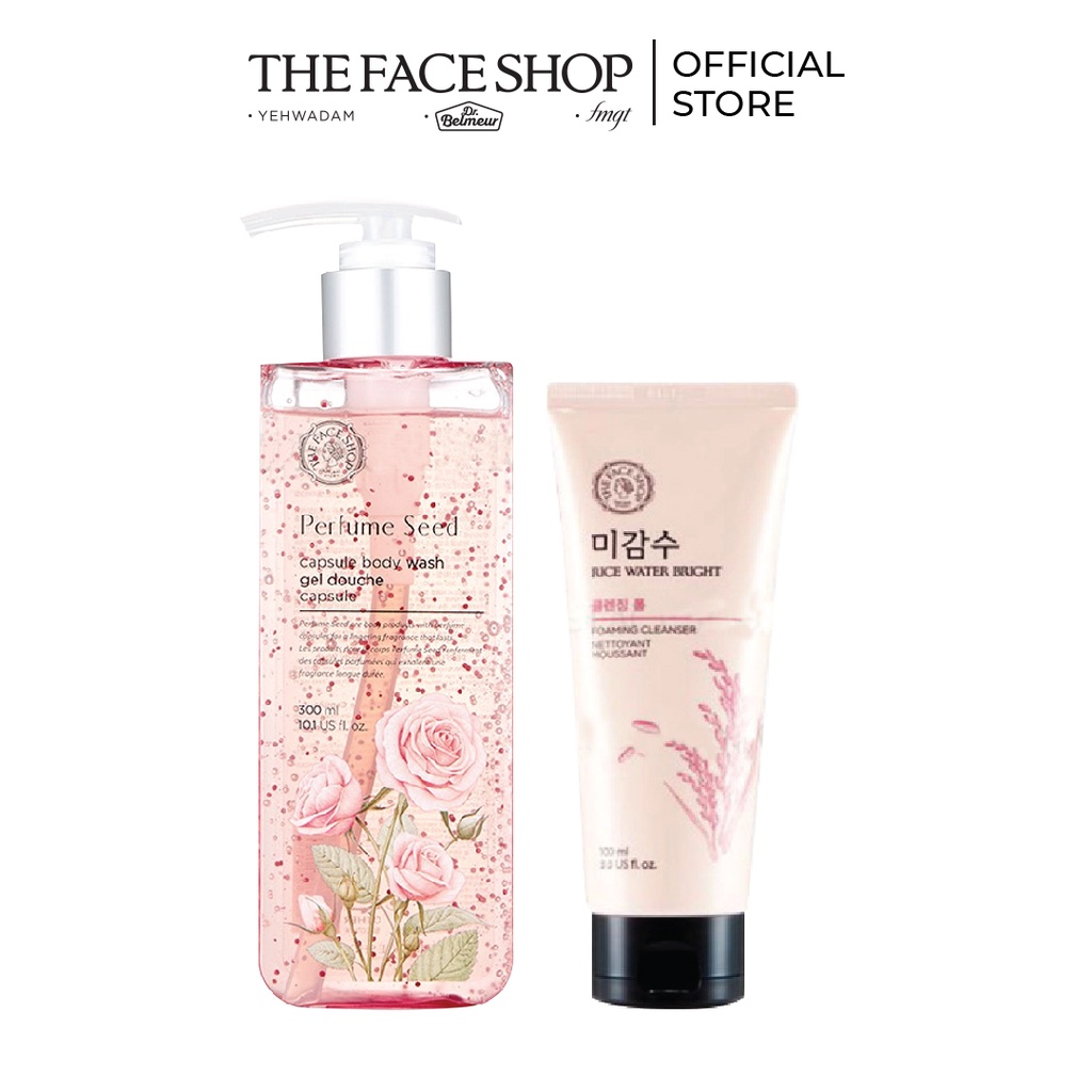 Combo Sữa Tắm Dạng Gel Hương Nước Hoa Thefaceshop 300ml+Sữa Rửa Mặt Làm Sáng Da Thefaceshop 100ml