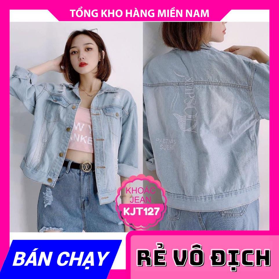 ÁO KHOÁC JEAN THÊU HỌA TIẾT CHẤT NGẦU KJT127 ⚡FREESHIP⚡100% ẢNH THẬT⚡ CHUYÊN SỈ - GIÁ TỐT  MY