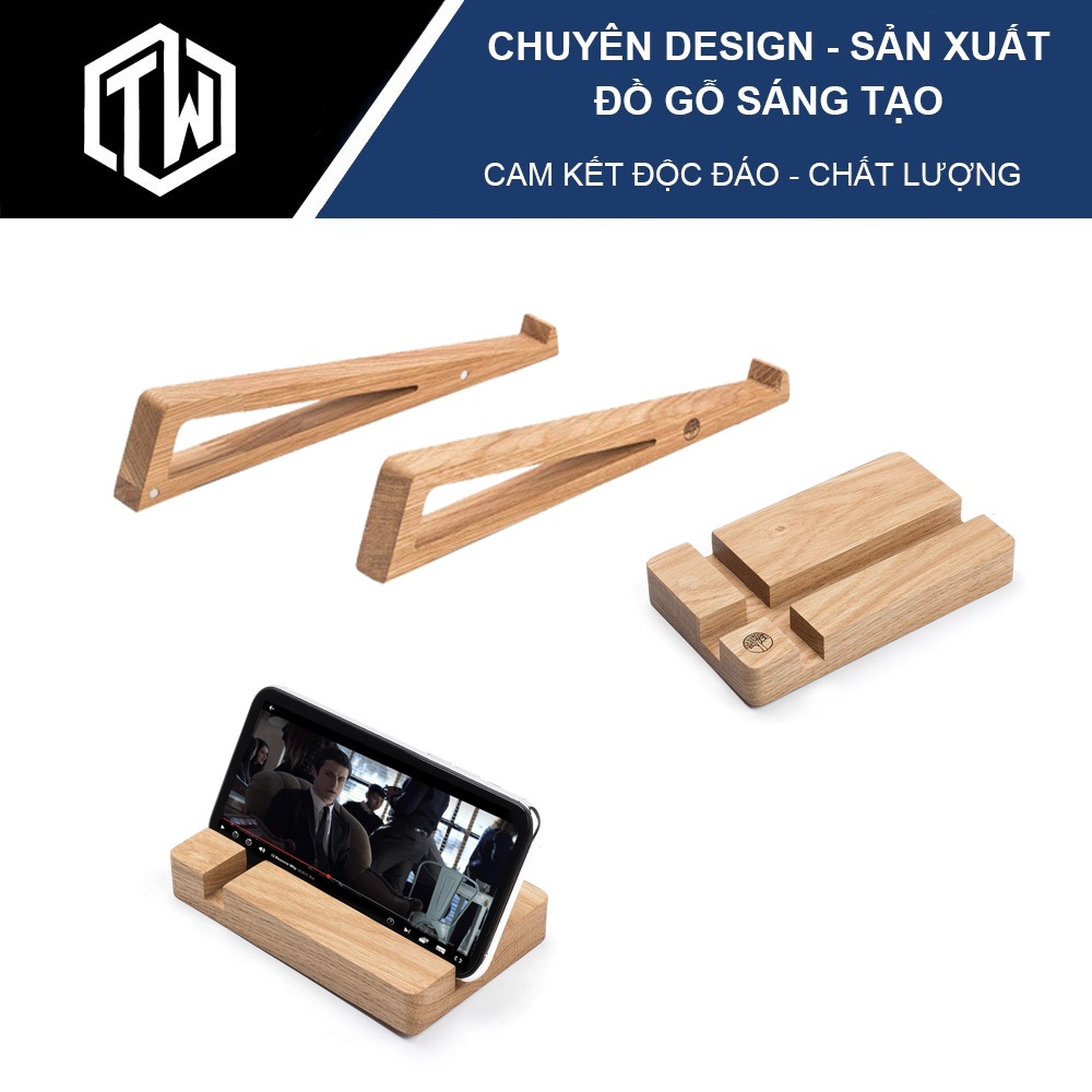 Combo Kệ Laptop / Điện Thoại mini TiTi Wood bằng Gỗ Sồi cao cấp, thiết kế tinh xảo - New version
