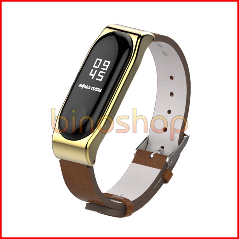 Dây đeo da miband 4, miband 3 PU CLASSIC chính hãng MIJOBS, dây đeo thay thế mi band 3, mi band 4 da PU MIJOBS