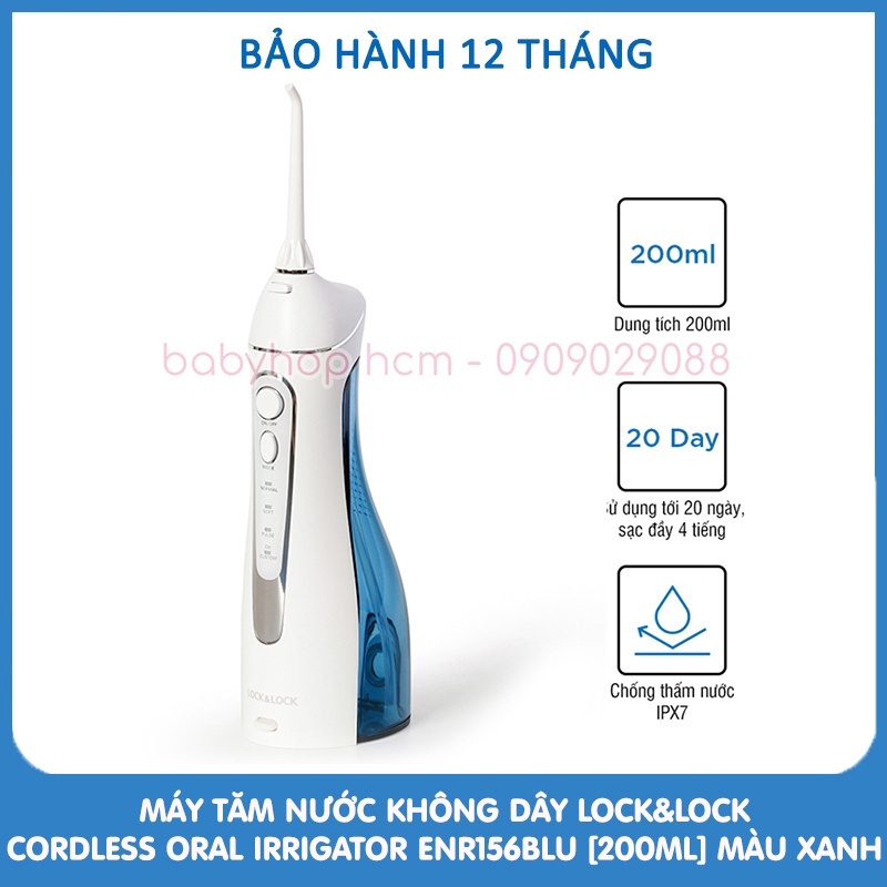 Hoả tốc - Máy tăm nước không dây Lock&Lock Cordless Oral Irrigator ENR156BLU  Màu xanh