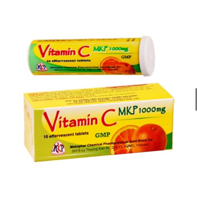 Viên sủi bổ sung vitamin C MKP 1000mg tăng sức đề kháng Tuýp 10 viên