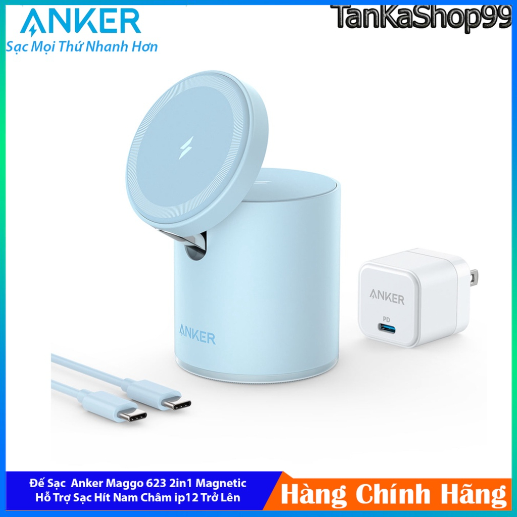 Đế Sạc Anker Maggo 623 Hít Nam Châm Cho ip12 trở lên , Sạc 2in1 A2568