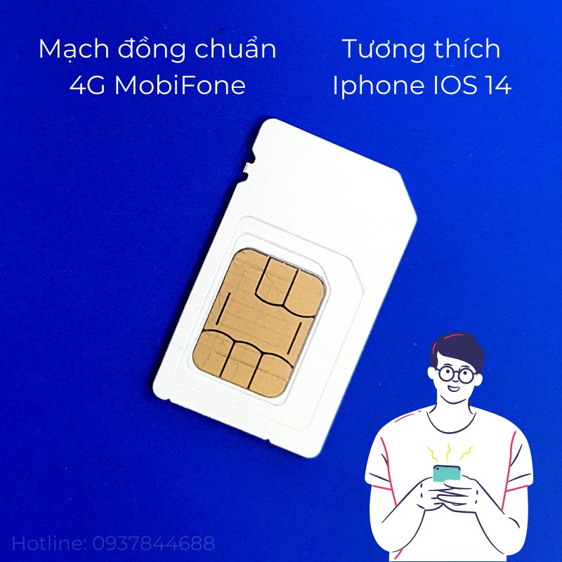 Phôi sim trắng MobiFone tự thay tại nhà tương thích Iphone IOS 14 - Chuẩn phôi mạch đồng 4G MOBIFONE sim 3 in 1