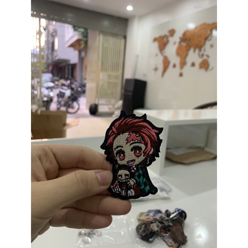 Miếng là ủi sticker miếng dán quần áo túi xách vải thêu Kimetsu no Yaiba dễ thương