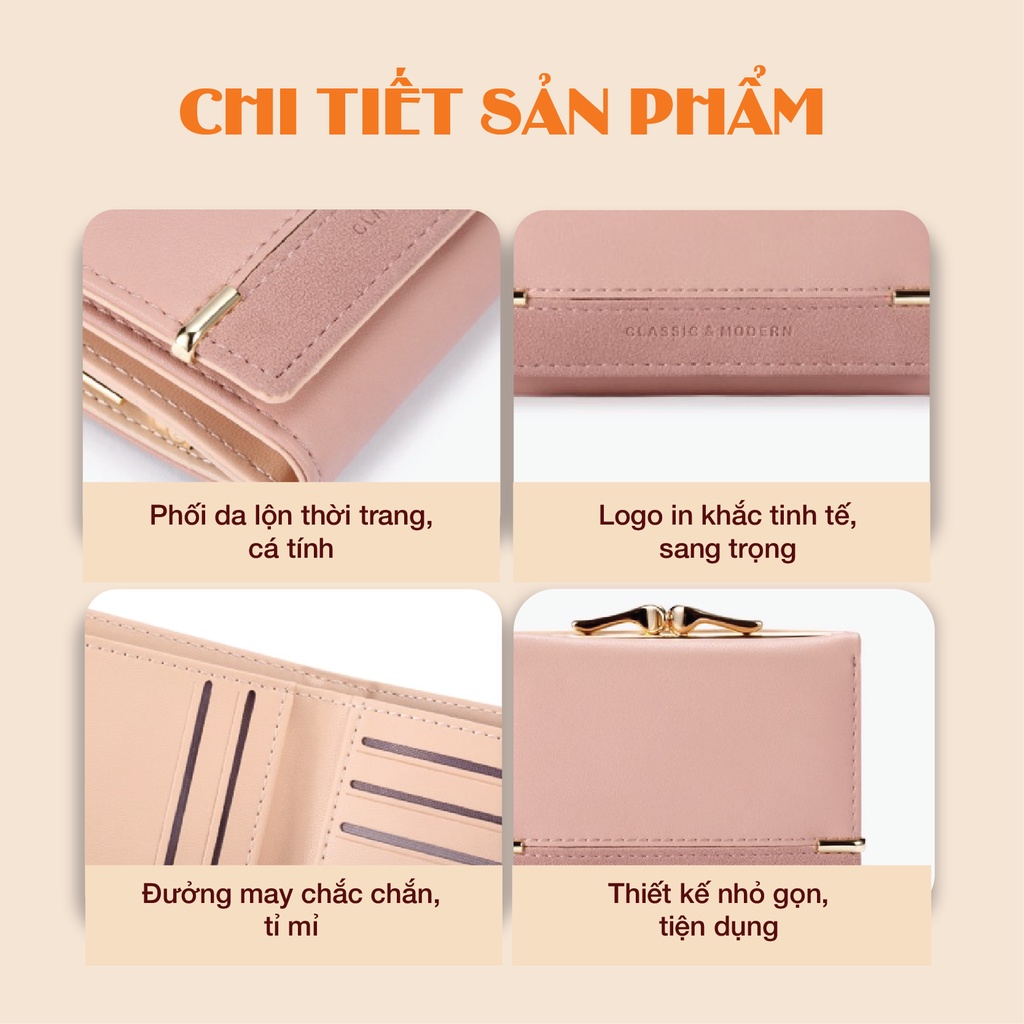 Ví Nữ Ngắn Mini Cầm Tay TAILIAN Gập 2 Nhỏ Gọn Đựng Tiền Phối Da Lộn Cao Cấp Cực Đẹp Giá Rẻ TL37 - Tukado