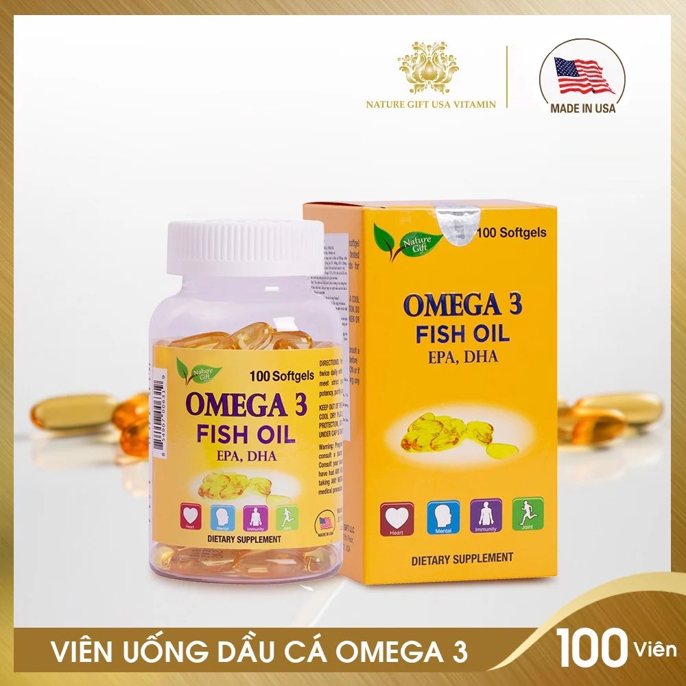 Viên Uống Dầu Cá Omega 3 Tốt Cho Tim Mạch, Bổ Mắt Và Bổ Não (Hộp 100 Viên) (Nature Gift Vitabella) (CHÍNH HÃNG)