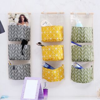 Túi vải treo tường ba ngăn đựng đồ tiện lợi