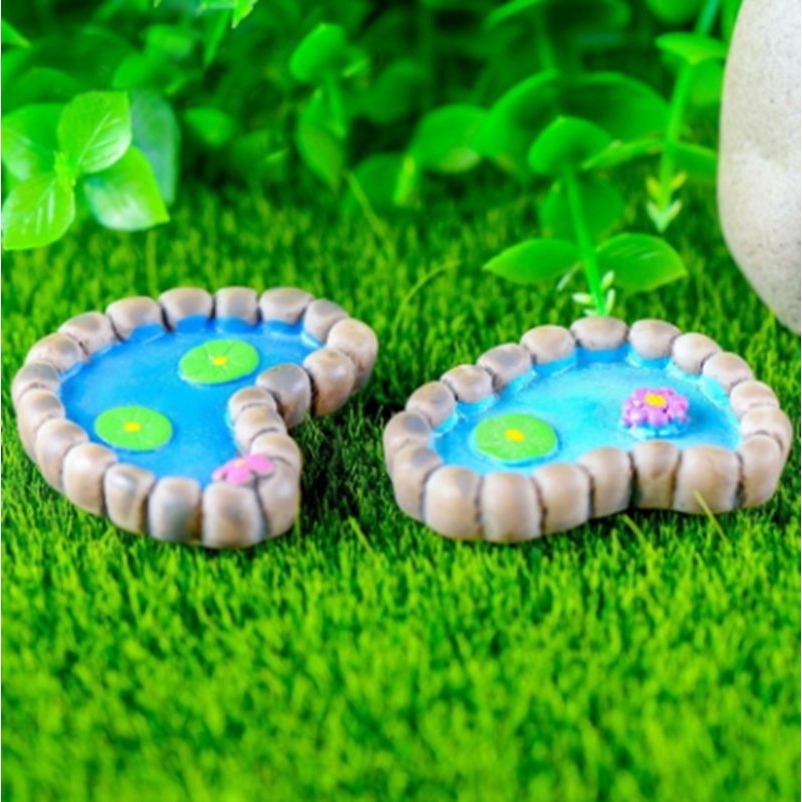 Set 2 mô hình hồ nước mini trang trí sân vườn hình trái tim/hình bàn chân