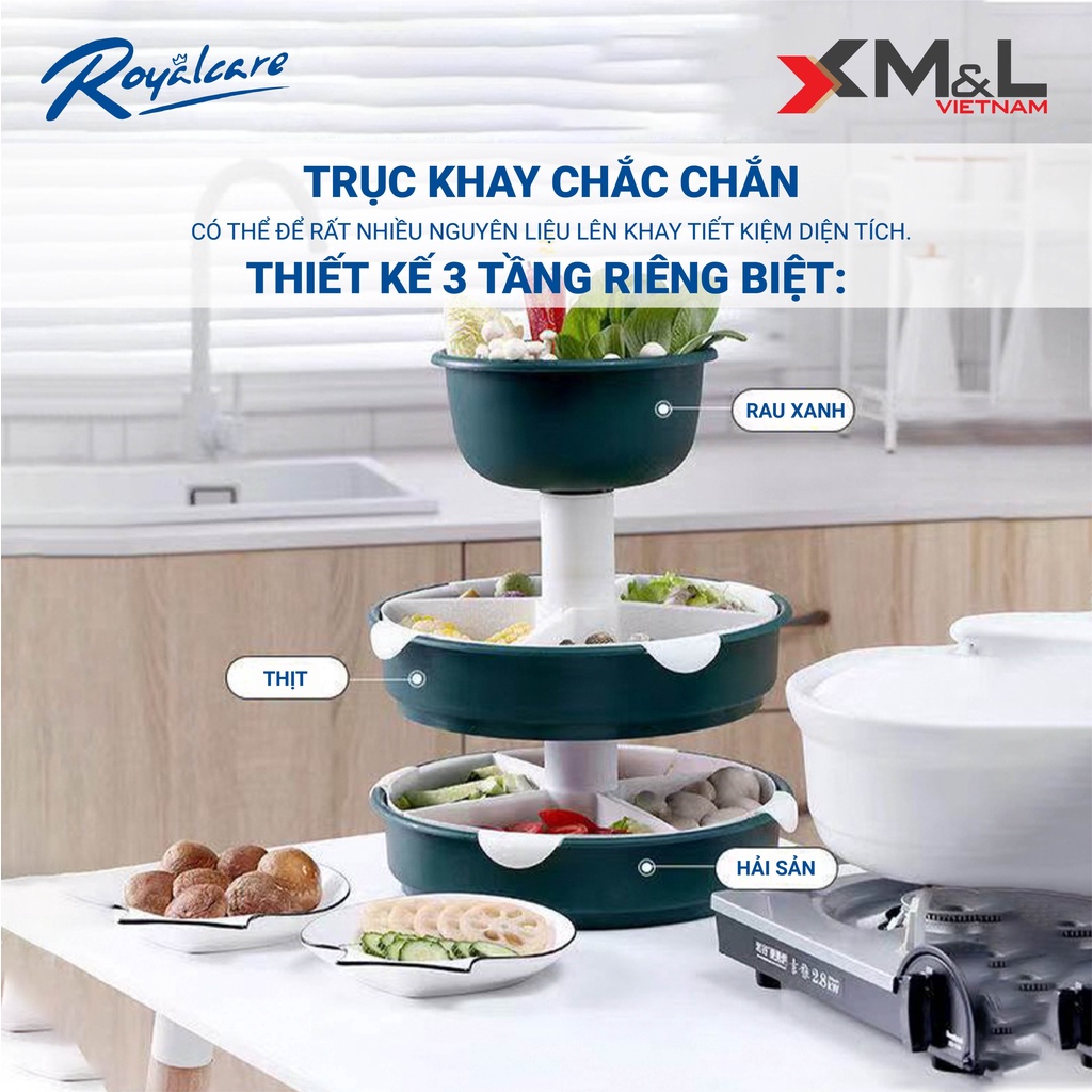 Khay kệ đựng thực phẩm lẩu 2 tầng xoay 360 độ M&L - Royalcare KL-2 - Hàng chính hãng bảo hành 12 tháng , chính hãng