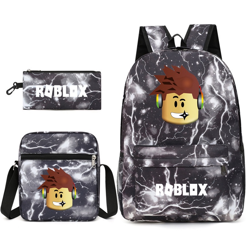 Ba lô Roblox học sinh túi đi học túi đựng hộp đựng bút chì túi đi học trẻ em in ba lô bộ ba mảnh