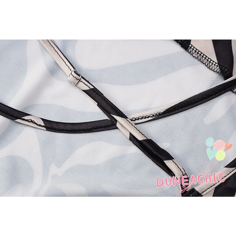 DUNEA Đầm dây kẻ sọc xẻ tà hở lưng thời trang gợi cảm cho nữ