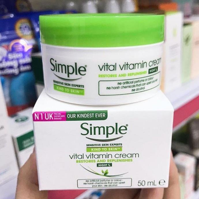 [ Free Ship] Kem dưỡng ẩm ban đêm Simple Vital Vitamin Cream Night 50ml