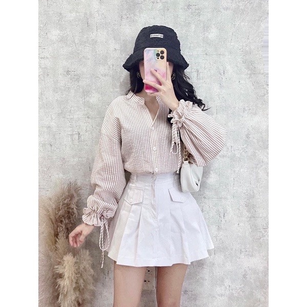 Chân váy xếp ly nữ lưng cao túi sườn chun sau có BIGSIZE chất kaki dày dặn tôn dáng cực xinh CV30