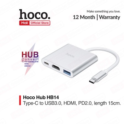Hub chuyển Hoco HB14 TYPE-C Sang 3 cổng HDMI và USB 3.0 và TYPE-C