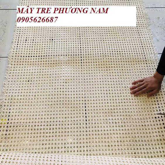 Lưới mây mắt cáo tự nhiên 100% trắng khổ 50 cm trang trí nội thất