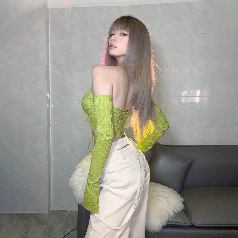 DUNEA Áo nữ không tay cổ yếm gợi cảm