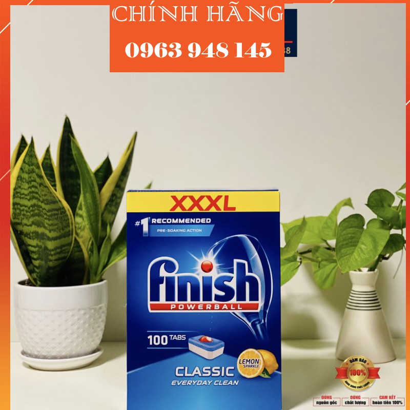 Combo 100 Viên rửa bát Finish + 1.5kg Muối làm mềm nước Finish + Nước làm bóng bát finish dung tích 400ml