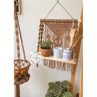 Kệ Gỗ Thông Macrame Treo Tường Decor Nhà Cửa