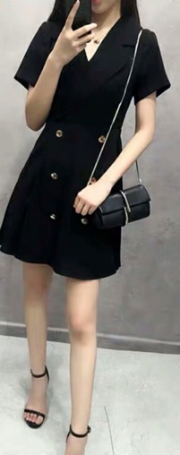Váy cổ Vest 6 cúc dọc thanh lịch (Order-ảnh thật) bigsize