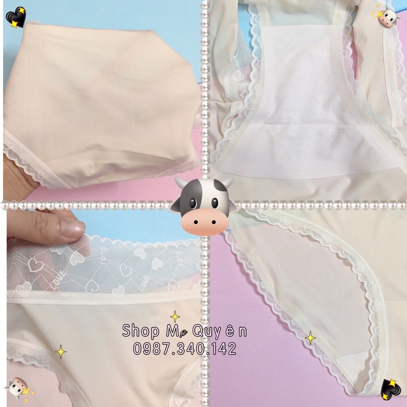 Quần lót su lụa phối ren không đường may