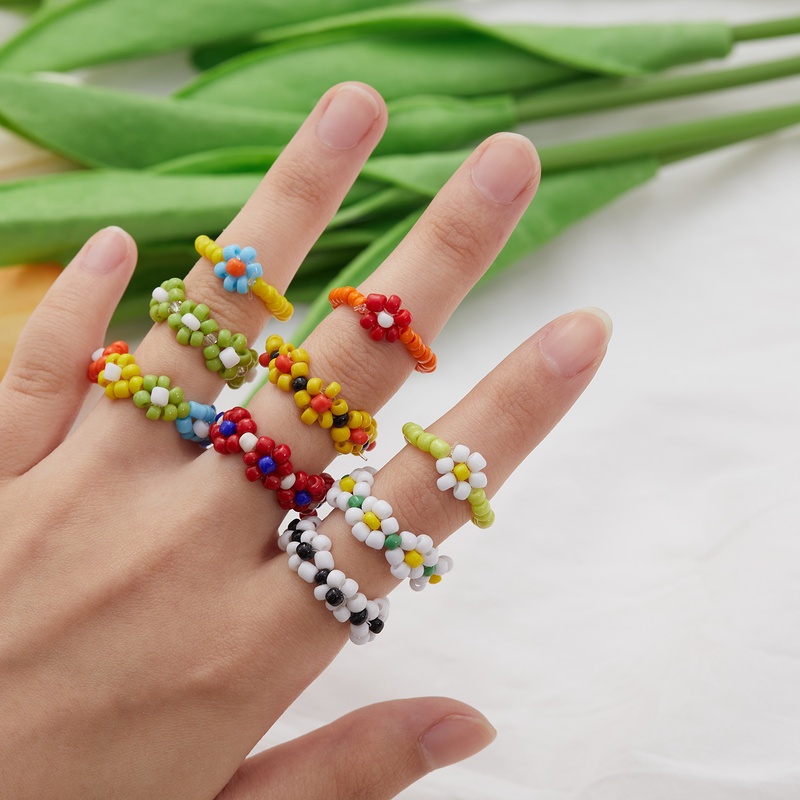 Nhẫn Đính Hạt Nhựa Resin Nhiều Màu Hình Hoa Phong Cách Boho Thời Trang Hàn Quốc Cho Nữ