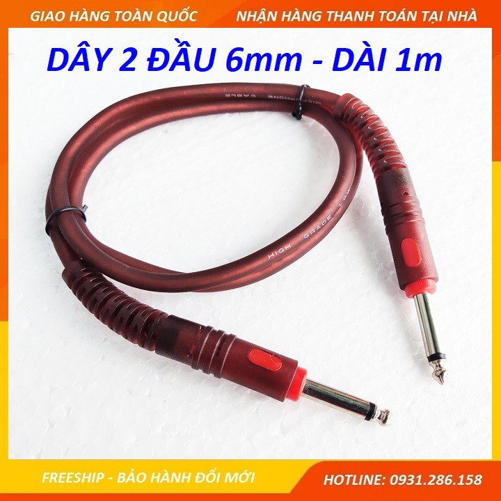 Dây 2 đầu 6mm sử dụng cho các thiết bị âm thanh, micro không dây - dài 1m màu nâu