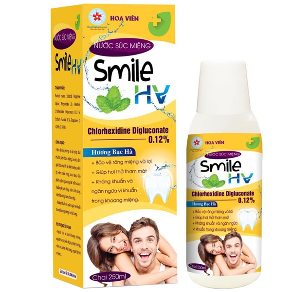 Nước Súc Miệng Smile HV - Giúp khử mùi hôi, làm thơm miệng, kháng khuẩn và ngăn ngừa vi khuẩn trong khoang miệng (250ML)