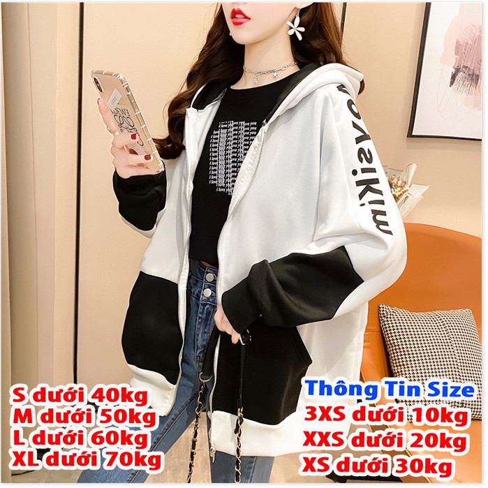 [Freeship] Áo khoác nữ form rộng, áo hoodie nữ form rộng có dây kéo Meysikim - Shop LV