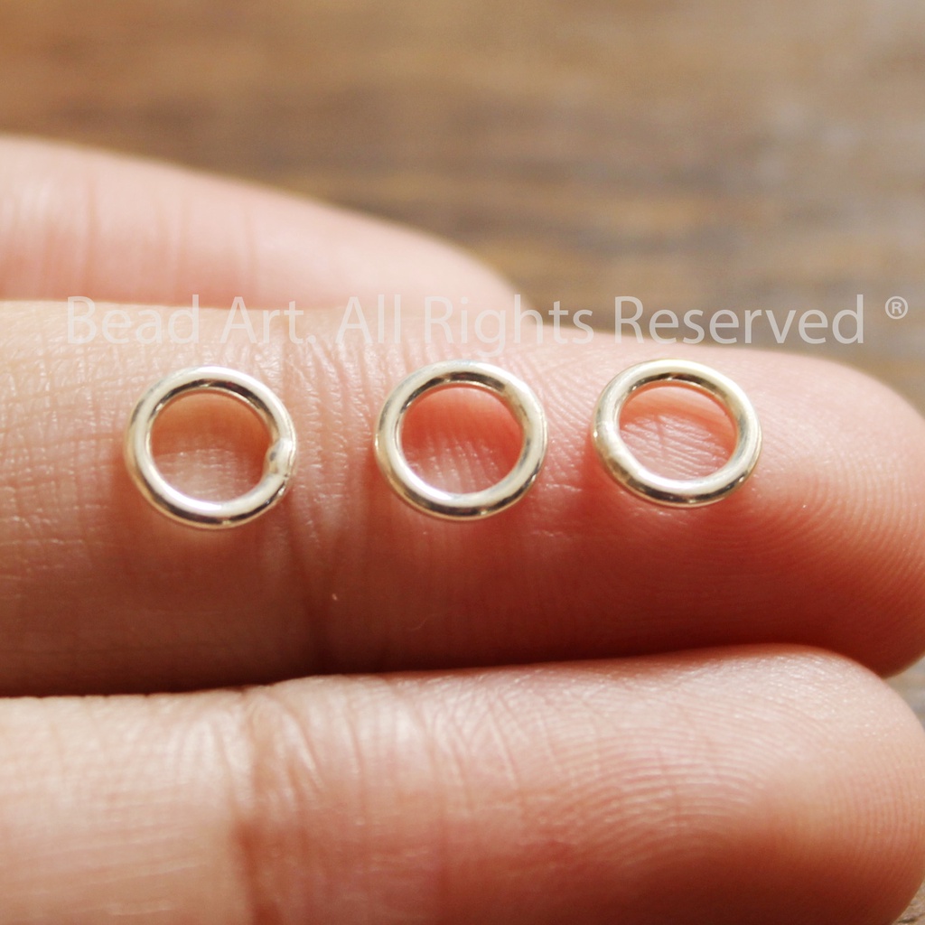 4MM/6MM Charm Khoen Tròn Trơn Bạc 925, Jump Ring, Phụ Kiện Xỏ Vòng Tay Phong Thuỷ, Chuỗi Hạt, Bạc 925 S50