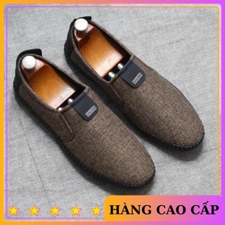 Giày lười nam vải cao cấp 3 màu đen - nâu -xanh